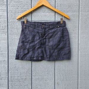 y2k Michael Stars 100% Linen Mini Skirt sz XS Dark Gray/Black Coastal Grunge